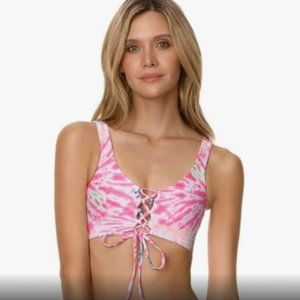 Maaji Rainbows Danzel Tie Dye Lace Up Bikini Swim Top Reversible